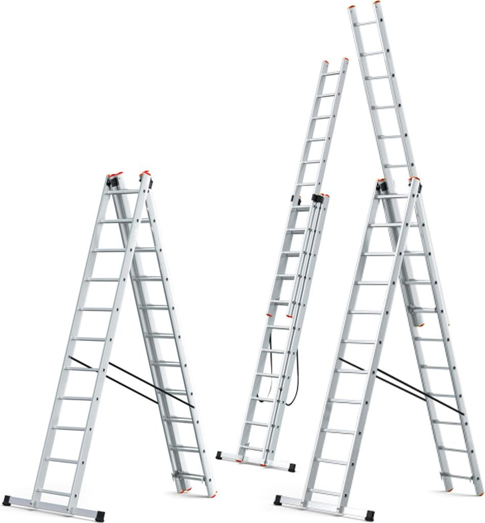 Drabina aluminiowa wielofunkcyjna 3x11 HIGHER na schody + Zdjęcie produktu 
