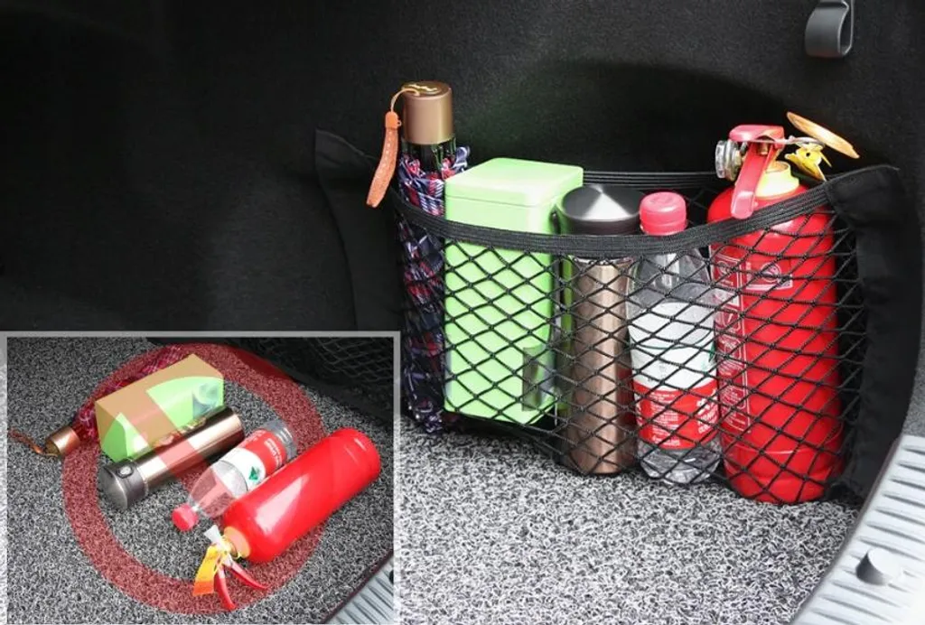 Rete Bagagliaio Auto 60x25 | Organizer Elastico con Velcro Universale
