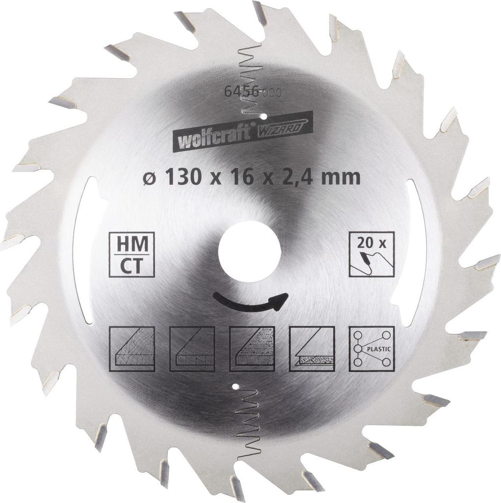 Wolfcraft Kreissägeblatt Serie silber Ø 130 mm Bohrung Ø 16 mm