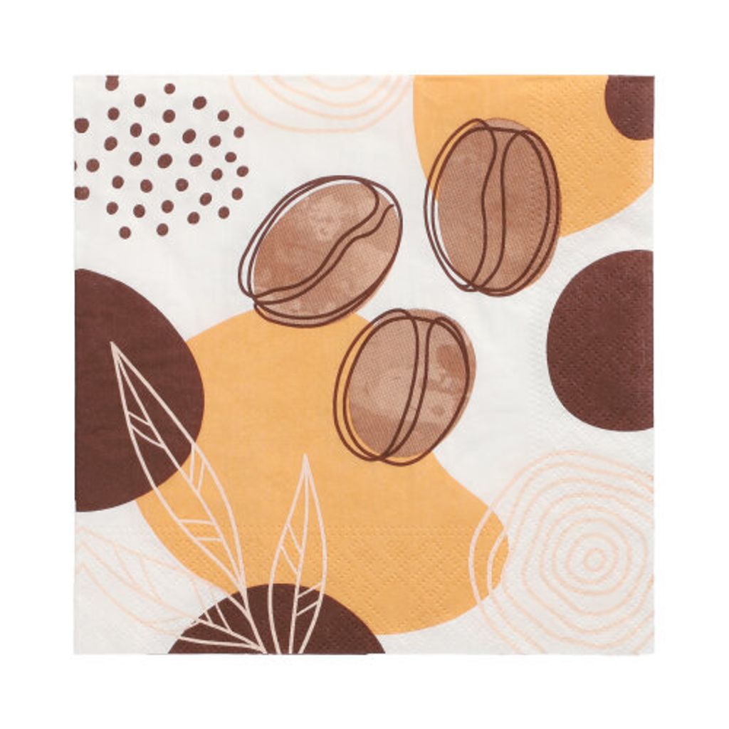 200 Servietten, 3-lagig 1/4-Falz 33 cm x 33 cm "Coffee Beans"