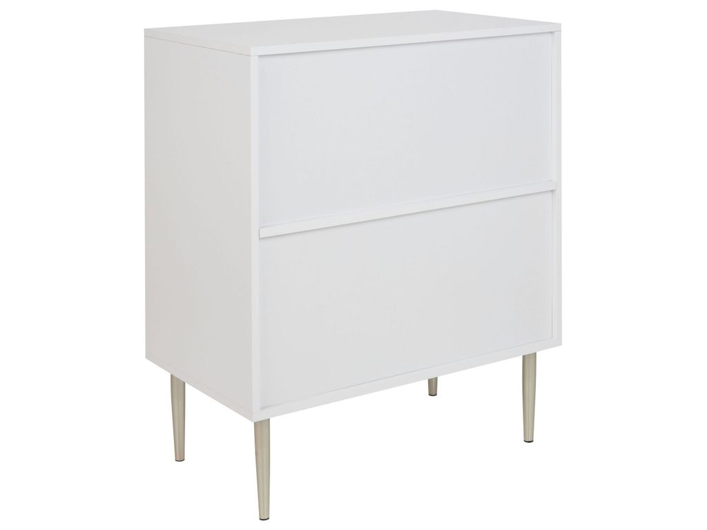 BELIANI Sideboard Weiß u. Gold aus MDF Metall mit 2 Türen Geriffelte Optik Modern Elegant Kommode für Schlafzimmer Wohnzimmer Flur