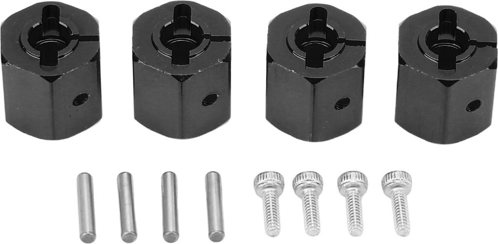4pcs 12mm Sechskantadapter Aluminium Leichtmetallrad -Hub -Hub -Antriebsantrieb für axiale SCX10 90046 D90 1/10 RC Car Schwarz