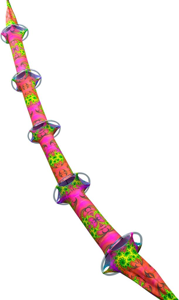 5m PSYWORK Schwarzlicht Deko Psy Tentakel "Fractal Wonderland Red", Ø 25cm