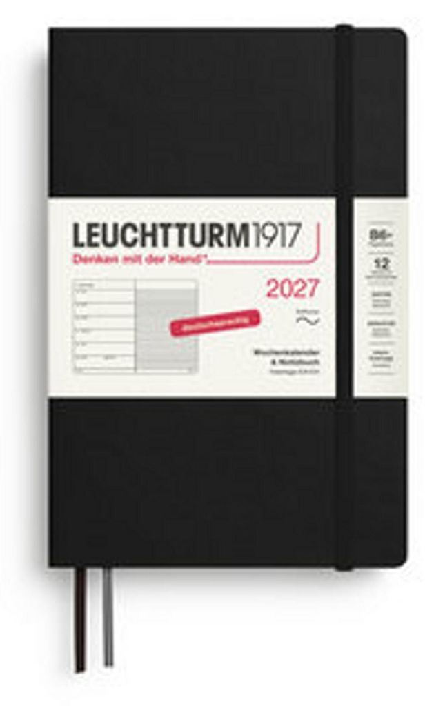 Wochenkalender & Notizbuch Paperback B6+ schwarz 2027
