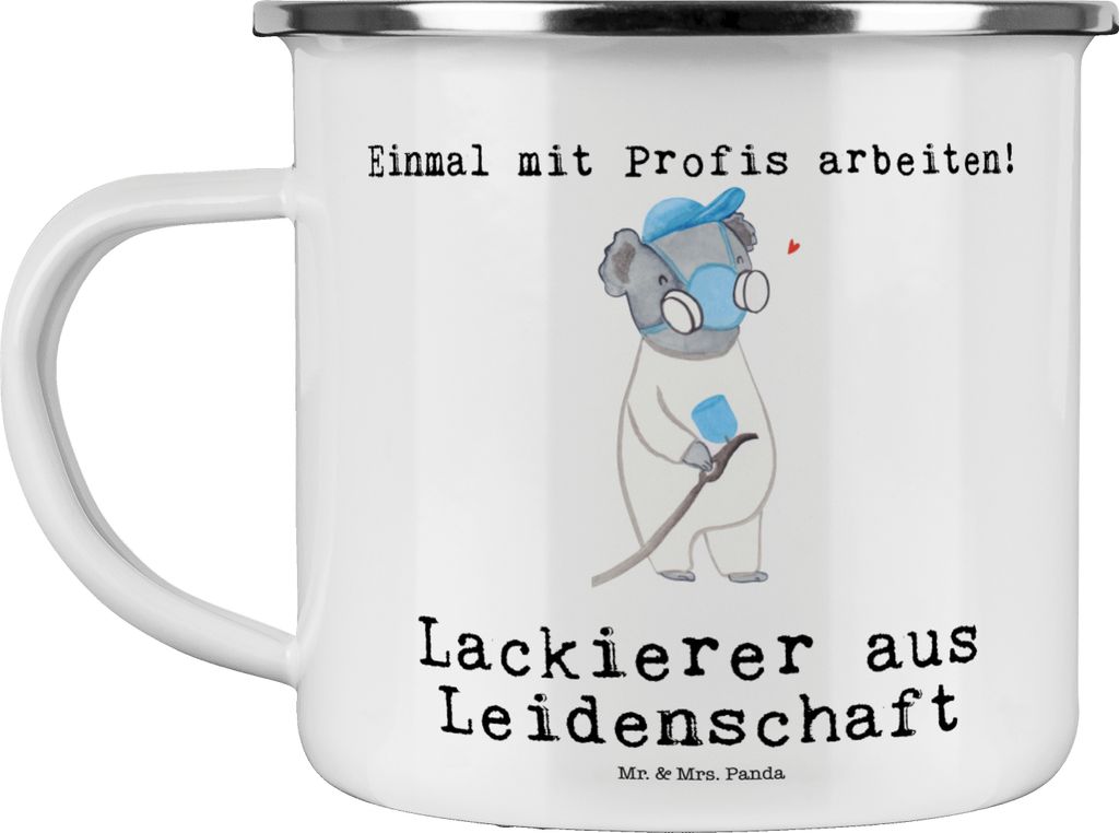 Mr. & Mrs. Panda Teetasse Lackierer Leidenschaft - Weiß - Geschenk, Ausbildung, Emaille Tasse, Spruch, Kaffeepott, becher, Pott, Reisebecher, Lustig