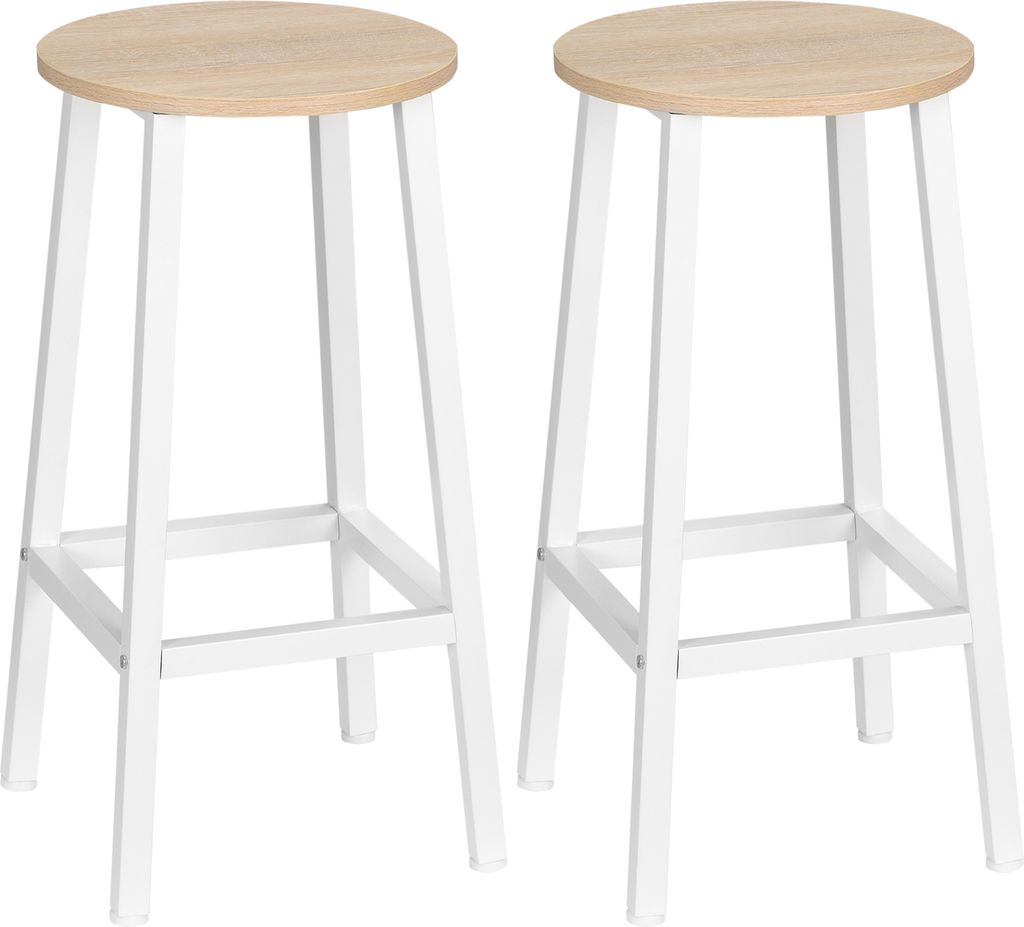 HOMCOM 2er-Set hoher Küchenhocker, Höhe 65 cm, Barhocker, Barstuhl mit Stahlbeinen und Fußstütze, für Wohnzimmer, Esszimmer, Bar, Belastung 75...