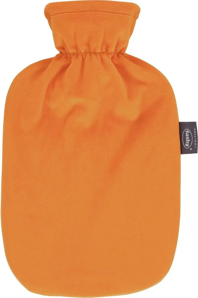 Bouillotte 2 litres orange haute capacité avec housse douce polaire