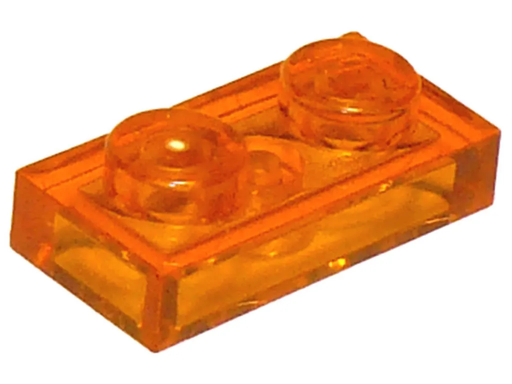 Plaque Lego 1x2 Trans-Orange 3023 : pack de 250 pièces translucides LEGO