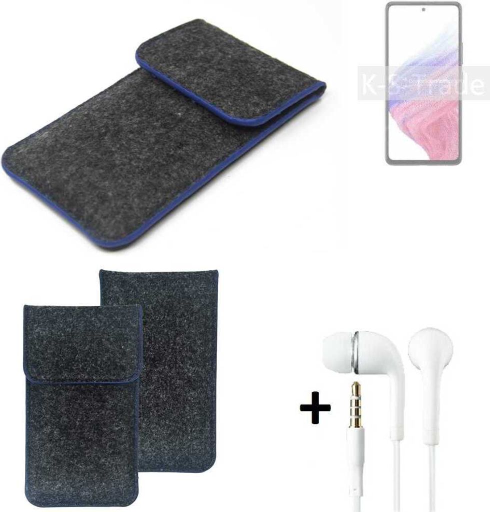 K-S-Trade Handy Schutz Hülle kompatibel mit Samsung Galaxy A53 5G Schutzhülle Handyhülle Filztasche Pouch Tasche Case Sleeve Filzhülle dunkelgrau,