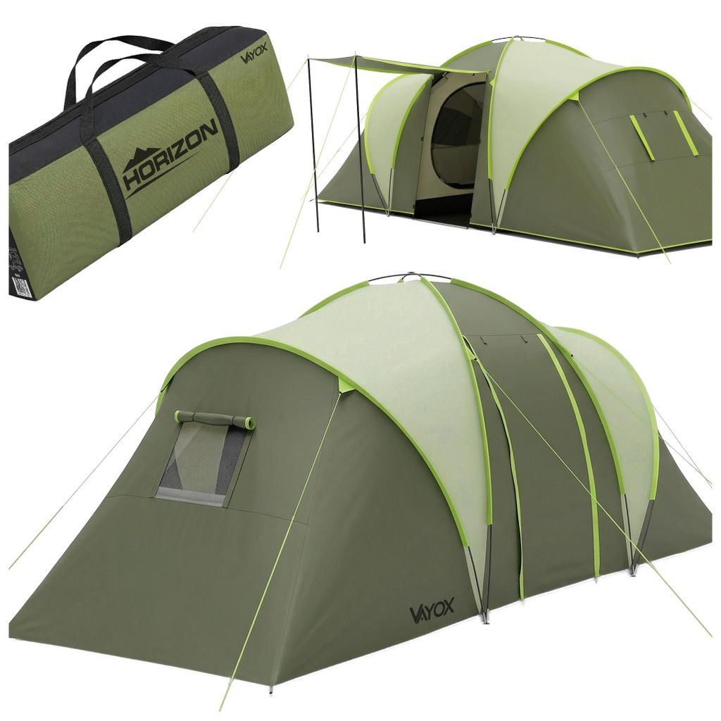 Vayox Campingzelt Kuppelzelt 6-Personen VA0430 HORIZON, mit Vorraum, Grün