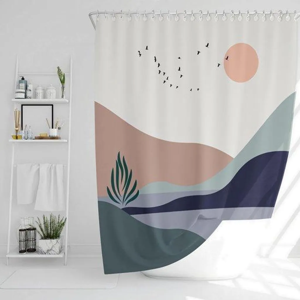 Rideau de douche imperméable motif bohème 180x200 avec ourlet lesté chic