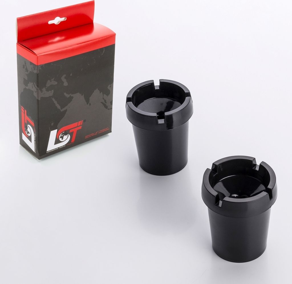 2x Aschenbecher Sturmaschenbecher rauchfrei Getränkehalter schwarz Kunststoff