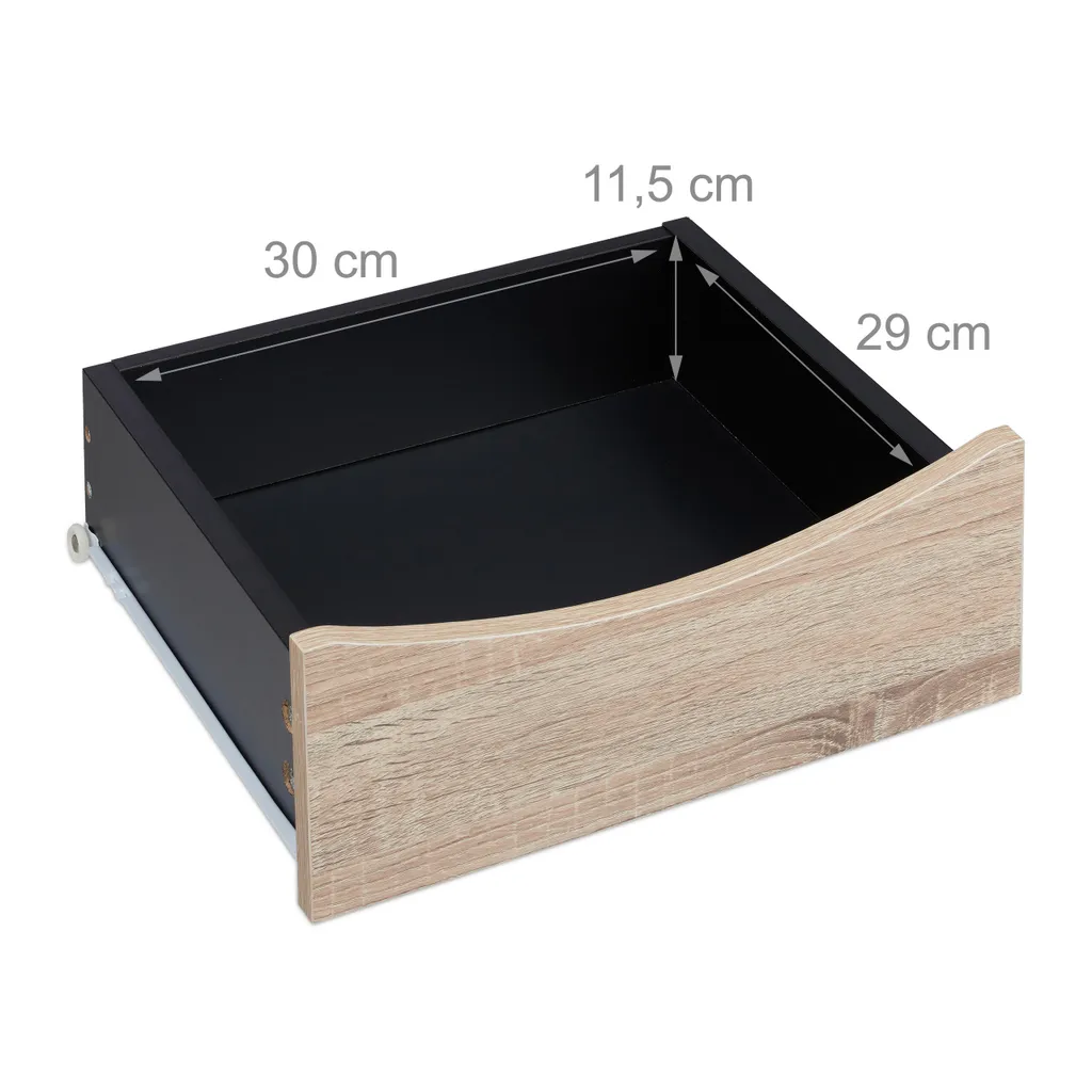 Table de nuit noire avec compartiment ouvert et structure robuste en bois - 5