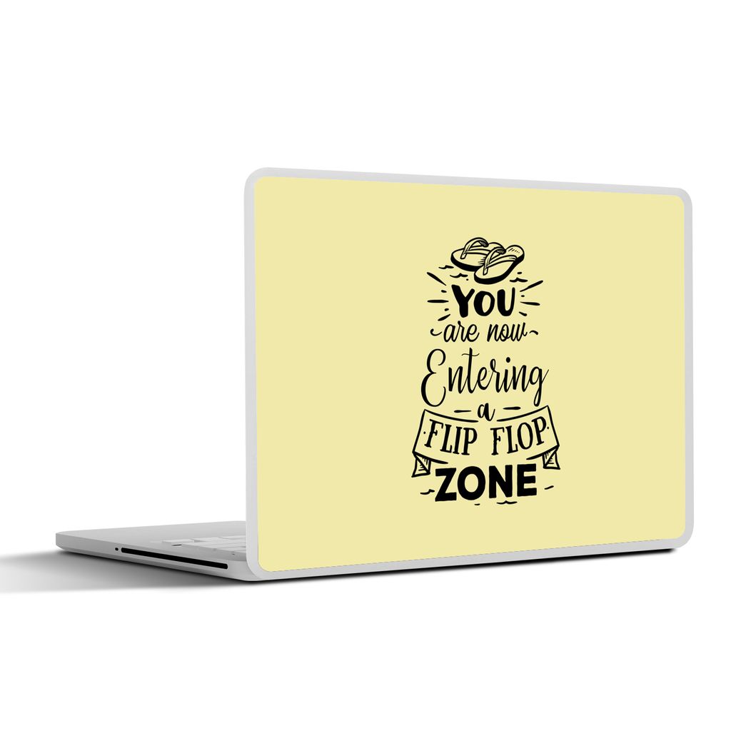 MuchoWow Laptop Aufkleber Sticker Cover Sommer - Pantoffeln - Gelb 32.5x23.5 cm - Sticker für Laptop - Selbstklebend