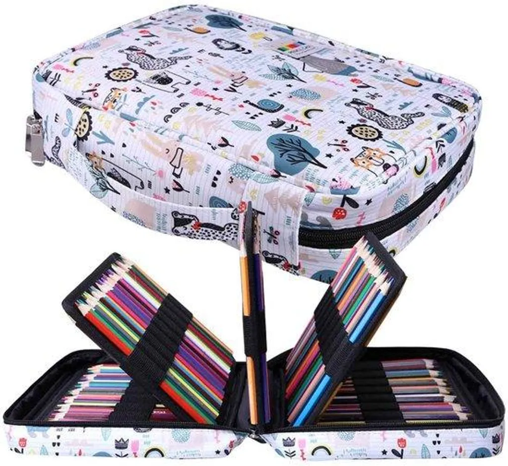 Étui XXL pour 220 crayons de couleur, trousse imperméable multi-compartiments