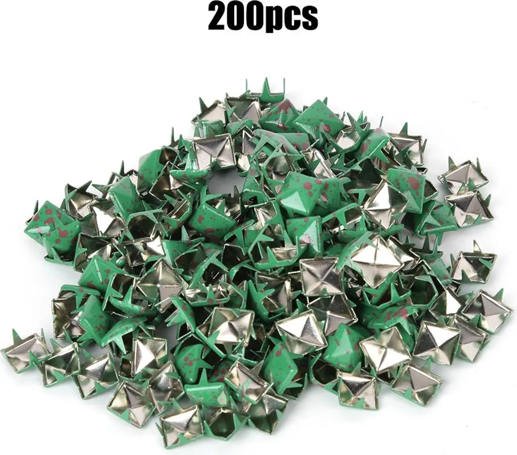 Set 200 Rivetti 9mm in Lega per Pelletteria - Verde e Rosso Decorativi