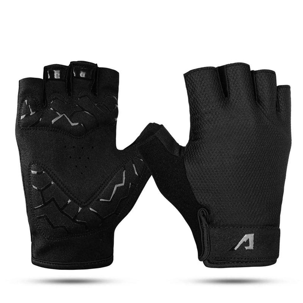 Alpensattel Gepolsterte Sommer Handschuhe – Atmungsaktive Halbfinger Fahrradhandschuhe mit Silikon-Grip & Polsterung – Ideal für MTB & E-Bike