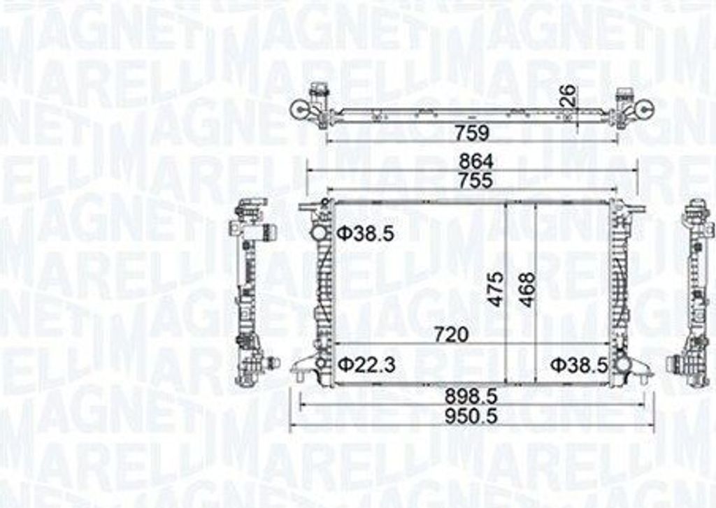MAGNETI MARELLI 350213154900 - OE 8W0121251AA Kühler, Motorkühlung für Q7 (4M), A8 (4N), A6 (4A), A5 (F5), A4 (8W)