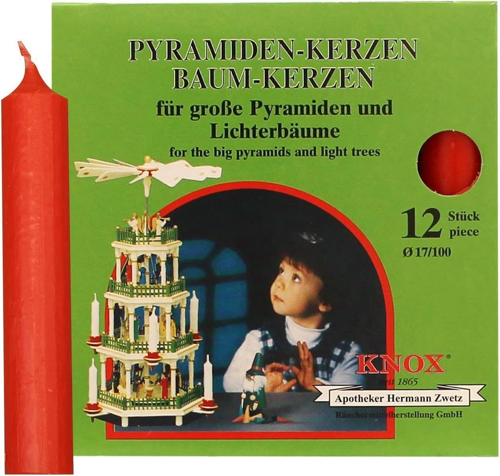 1 x KNOX - Pyramidenkerzen 17/100  -  ROT - 12er Packung Produktbild 