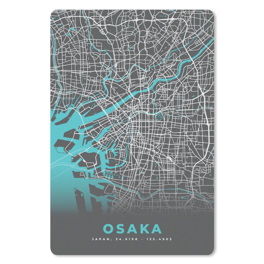 MuchoWow Mauspad Mousepad Osaka - Karte - Stadtplan - Blau 18x27 cm - Mousepads - Maus Mat - Pad - Mausunterlage