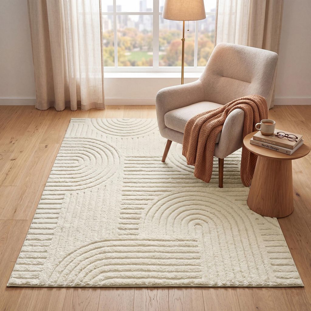 SONGMICS Koberec do obývacího pokoje, 3D geometrický vzor, Obrázek produktu 