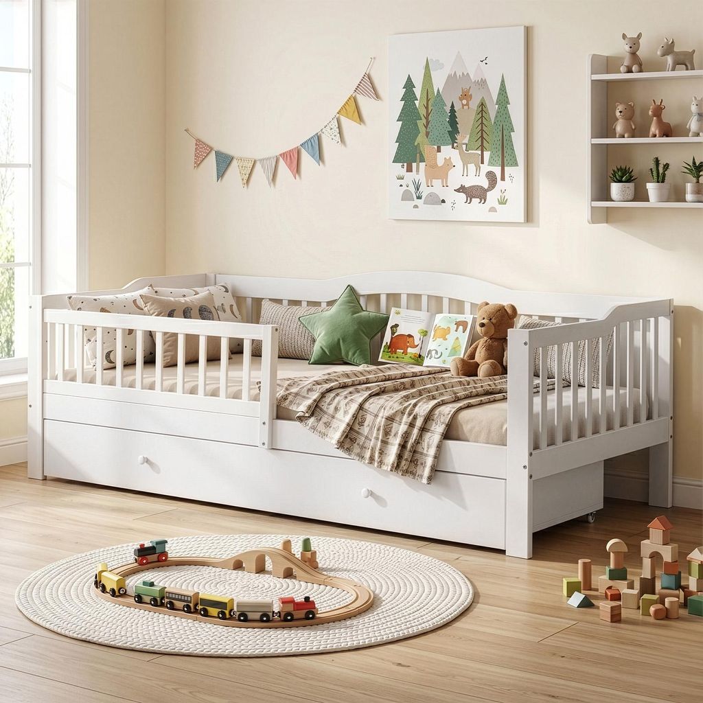 FCH Kinderbett mit Schubladen 90x200cm, Hausbett mit Produktbild 