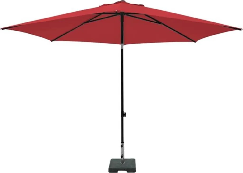 Parasol Madison Mykanos 250 cm rouge déporté : fini l'encombrement au sol