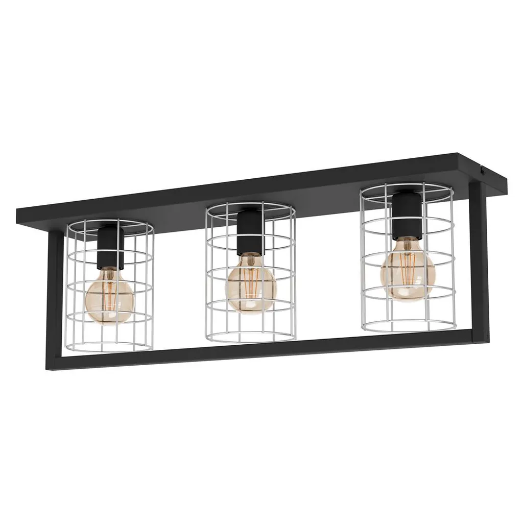 Lampada Soffitto JUBILY Eglo 3x40W E27 - Metallo Nero Zincato Offerta