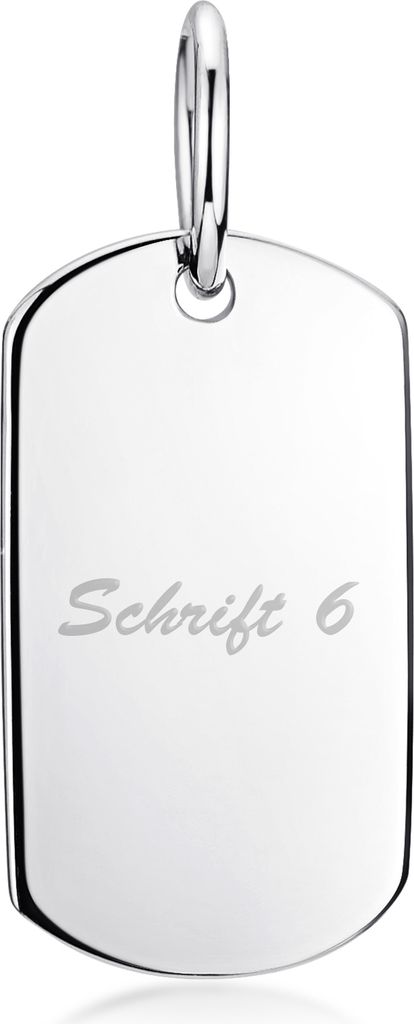 MATERIA by Matthias Wagner Gravur Anhänger Silber 925 klein - Dog Tag personalisiert 11x20mm rhodiniert KA-325-Silber