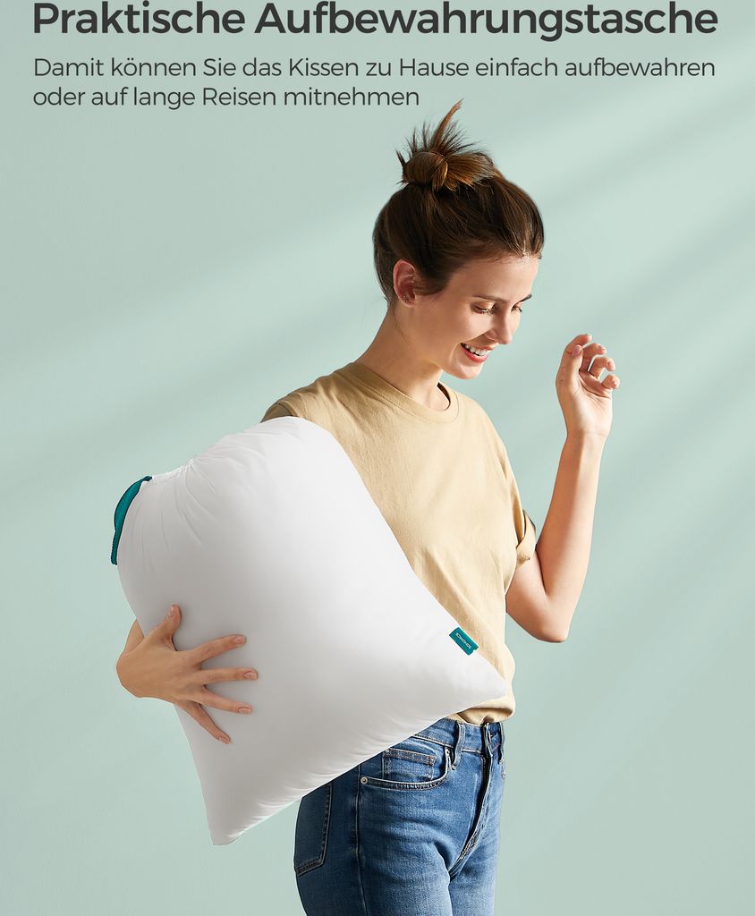 SONGMICS Kopfkissen 40 x 80 cm, 2er Set, Füllung 800 g, Produktbild 6