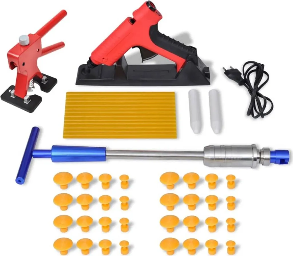 Kit de débosselage pour voiture avec extracteur à levier et 18 ventouses