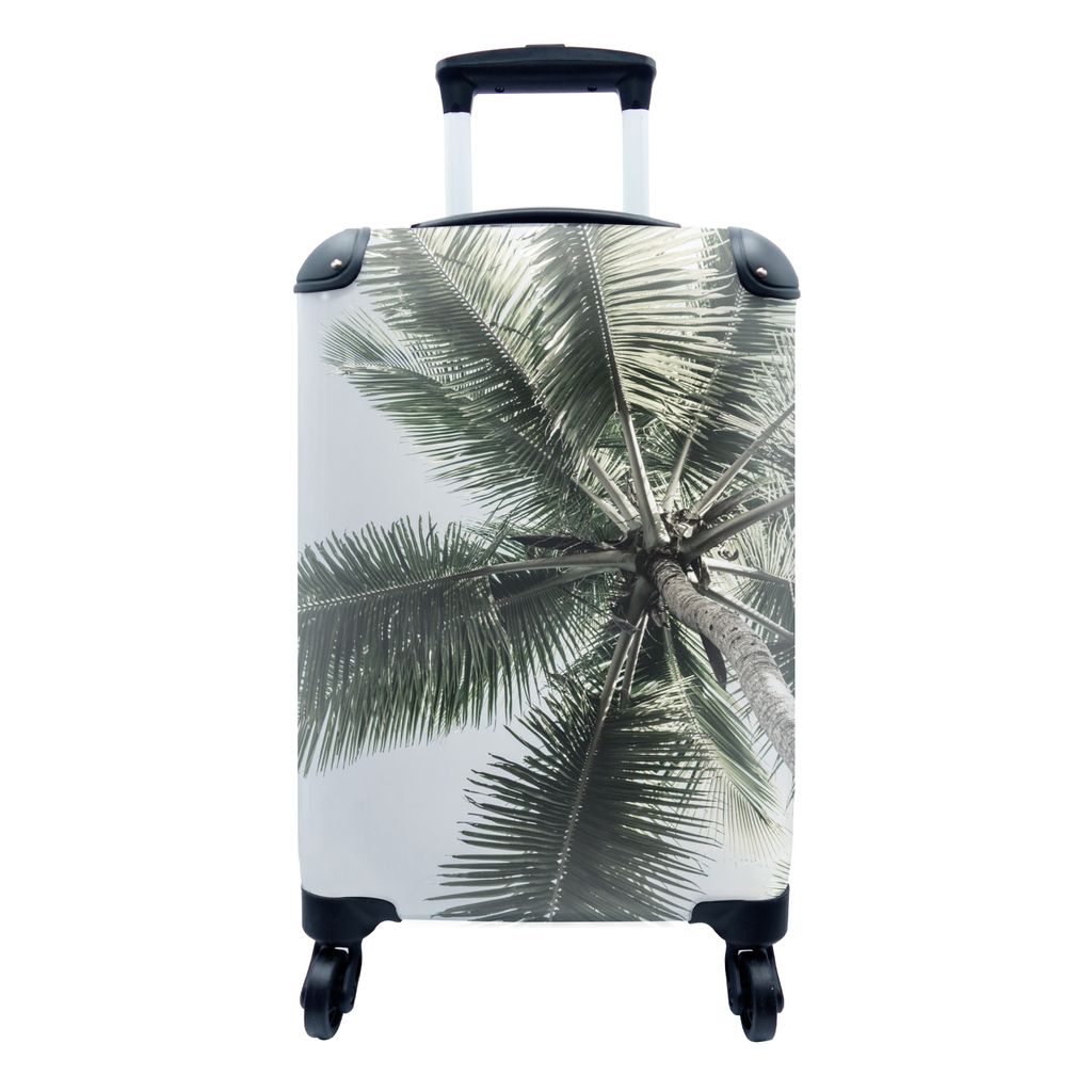 MuchoWow Koffer Handgepäck Trolley Rollkoffer Kleine Reisekoffer mit 4 Rollen - Palme - Tropisch - Sommer - Cabin Size < 55x40x23 cm & 55x40x20 ...