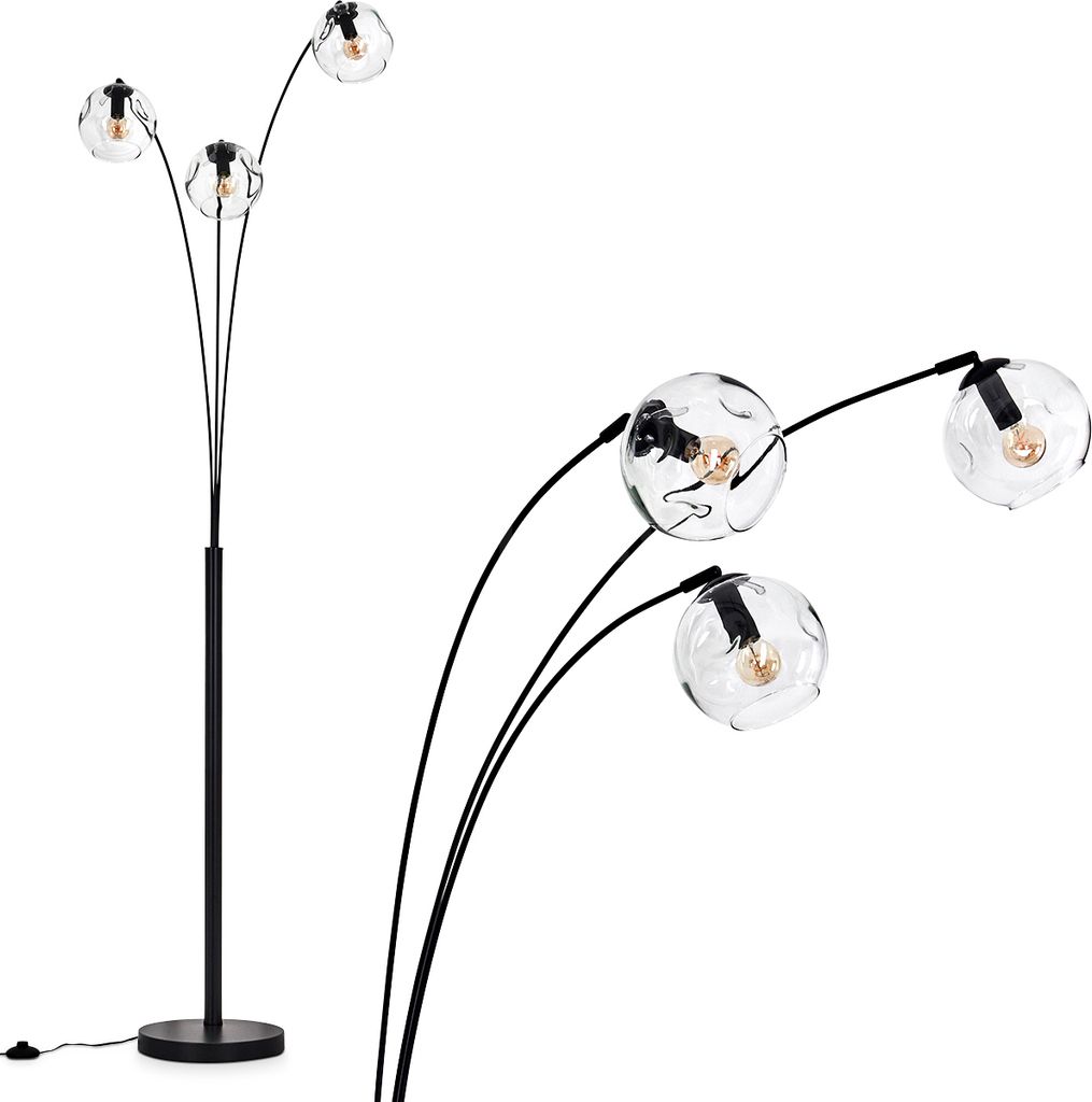 Villamare Stehlampe aus Metall/Glas in Schwarz/Klar