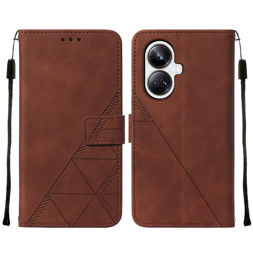 Custodia Realme 10 Pro+ 5G in Pelle Marrone Goffrata Portafoglio - 2