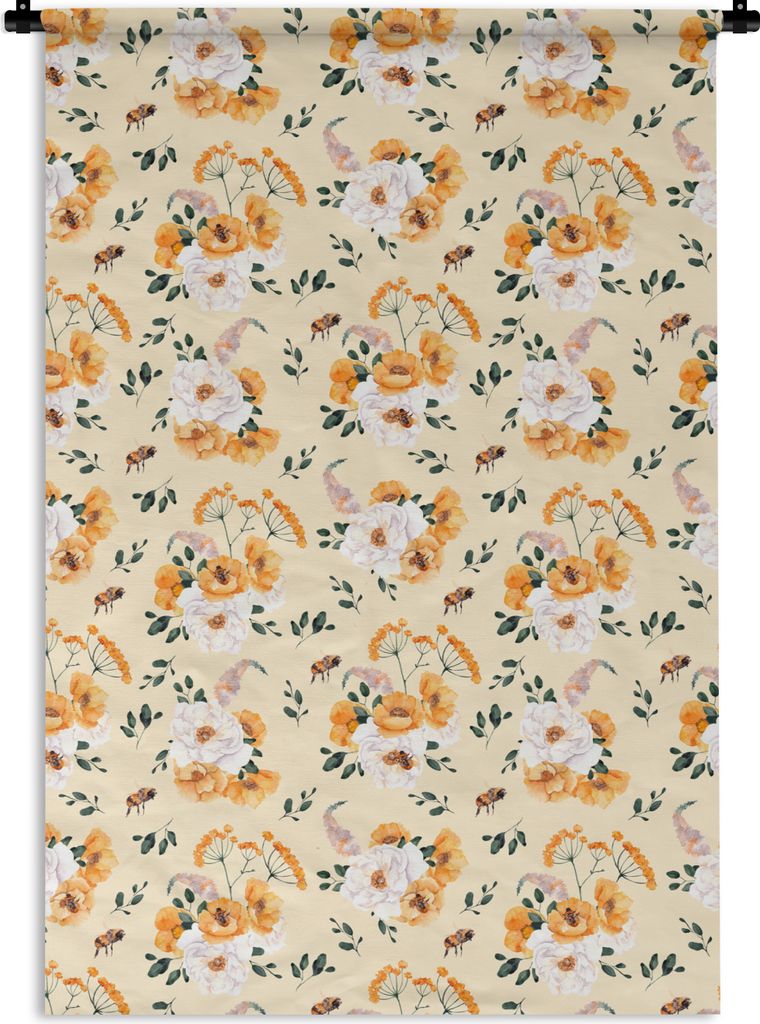 MuchoWow Wandteppich Wandbehang Anemone - Blumen - Pastell - Gelb 120x180 cm Tapisserie Dekoration Wandtuch - Schlafzimmer - Dekorationen für da...