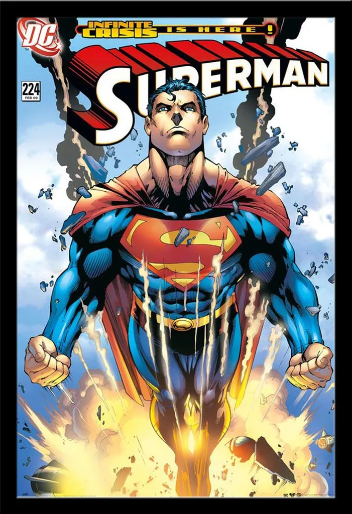 Poster Superman encadré cadre MDF noir et vitre acrylique Shinsuke