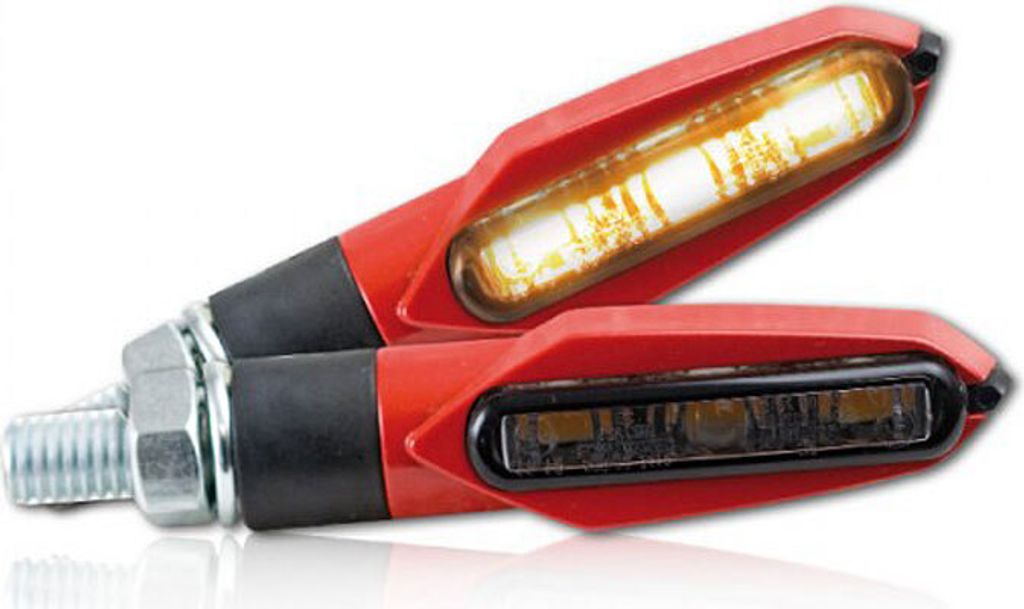 SMD-Blinker "Slight", rot, Blinkfunktion V+ H, getönt, M8, L51 x B14 x H21 mm, E-