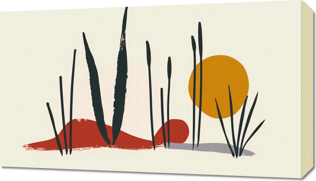 Quadro 70x40 cm Canne al Tramonto - Stampa su Tela per Soggiorno Moderno