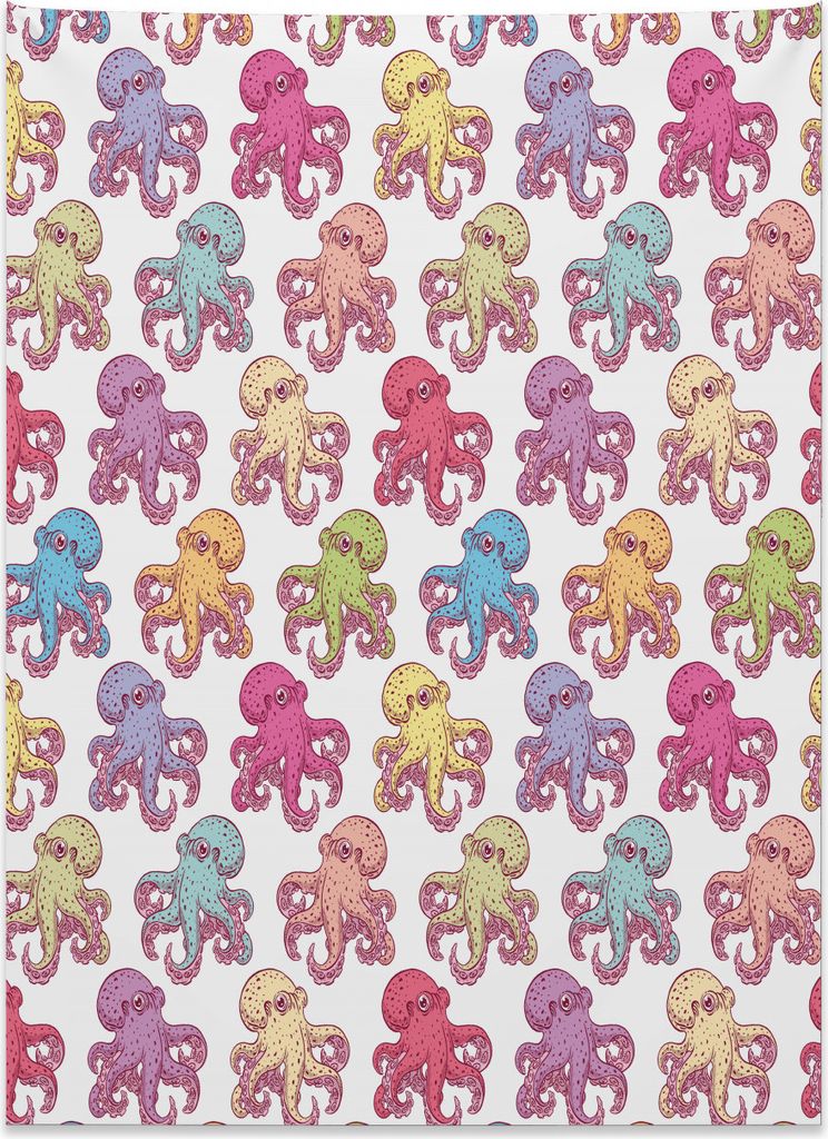 Abakuhaus Tintenfisch Wandteppich, Hand gezeichnete Tentakeln aus Weiches Mikrofaser Stoff Kein Verblassen Klare Farben Waschbar, 110 x 150 cm, Meh...