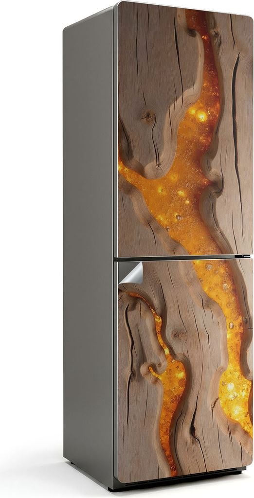 Vertikale Holzbretter – Kühlschrank Aufkleber – Klebefolie Kühlschrank – Kühlschrank Dekor – Kühlschrankfolie selbstklebend – Küchen...