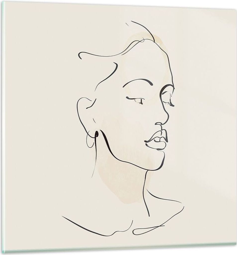 Bilder auf glas - Einteilig - Frau Zeichnung Linie - 30x30cm - Glasbilder - Wandbilder - Bilder - zum Aufhängen bereit - Wanddekoration aus Glas -...