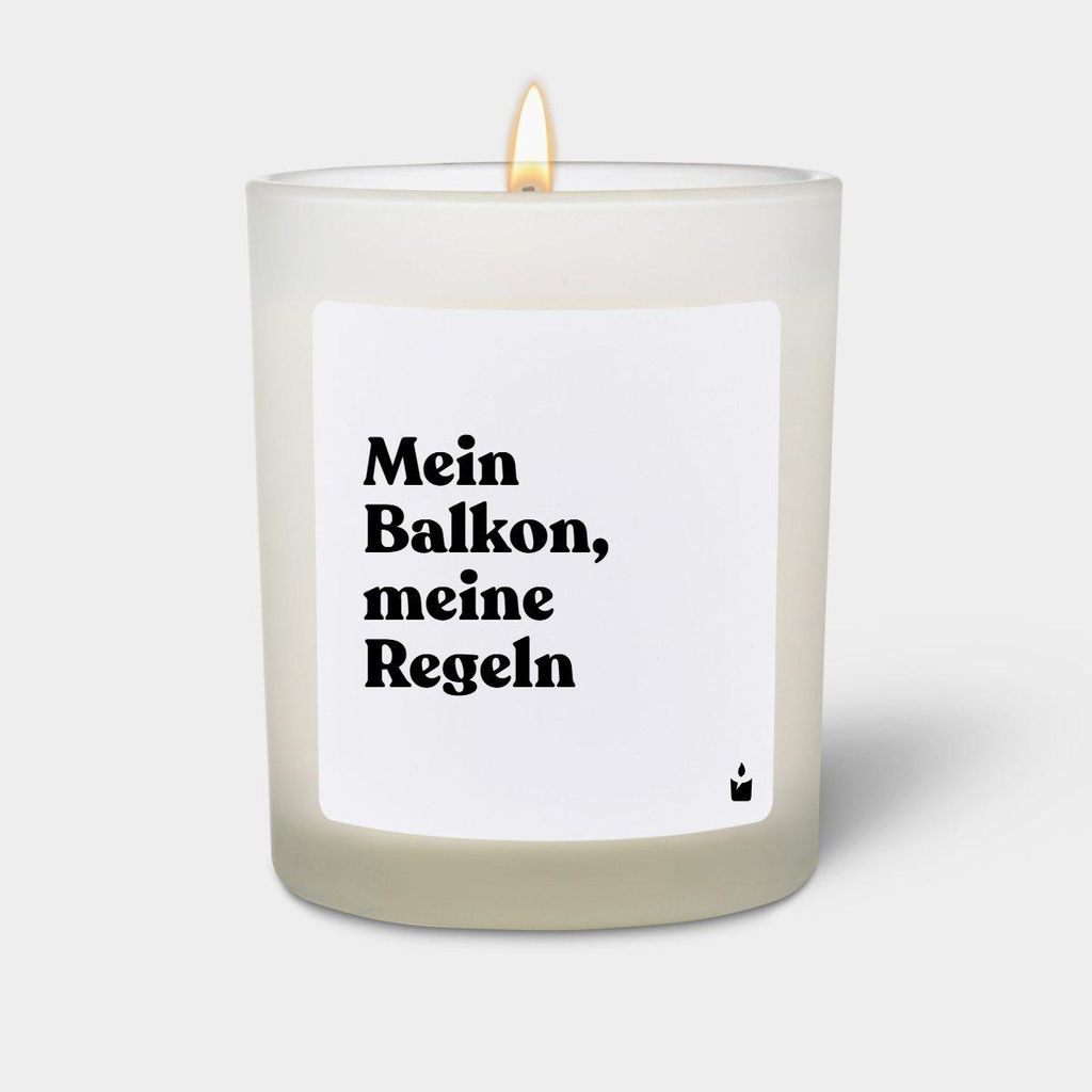 ChattyCandles Duftkerze Weiss Woody Mein Balkon, meine Regeln