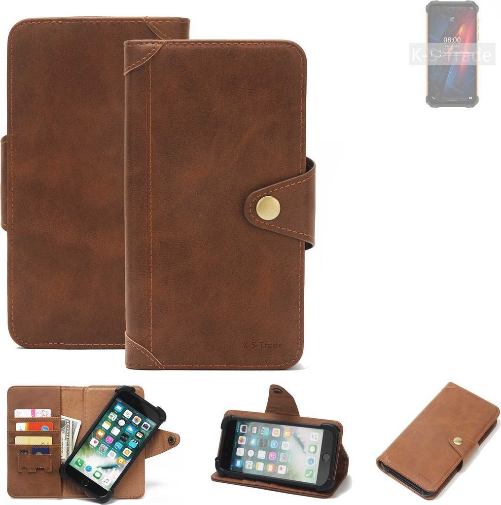 K-S-Trade Handyhülle für Ulefone Armor 8 Pro Schutz Hülle Walletcase Bookstyle Tasche Case Handytasche Wallet Flipcase Cover PolyurethanBraun (1x)