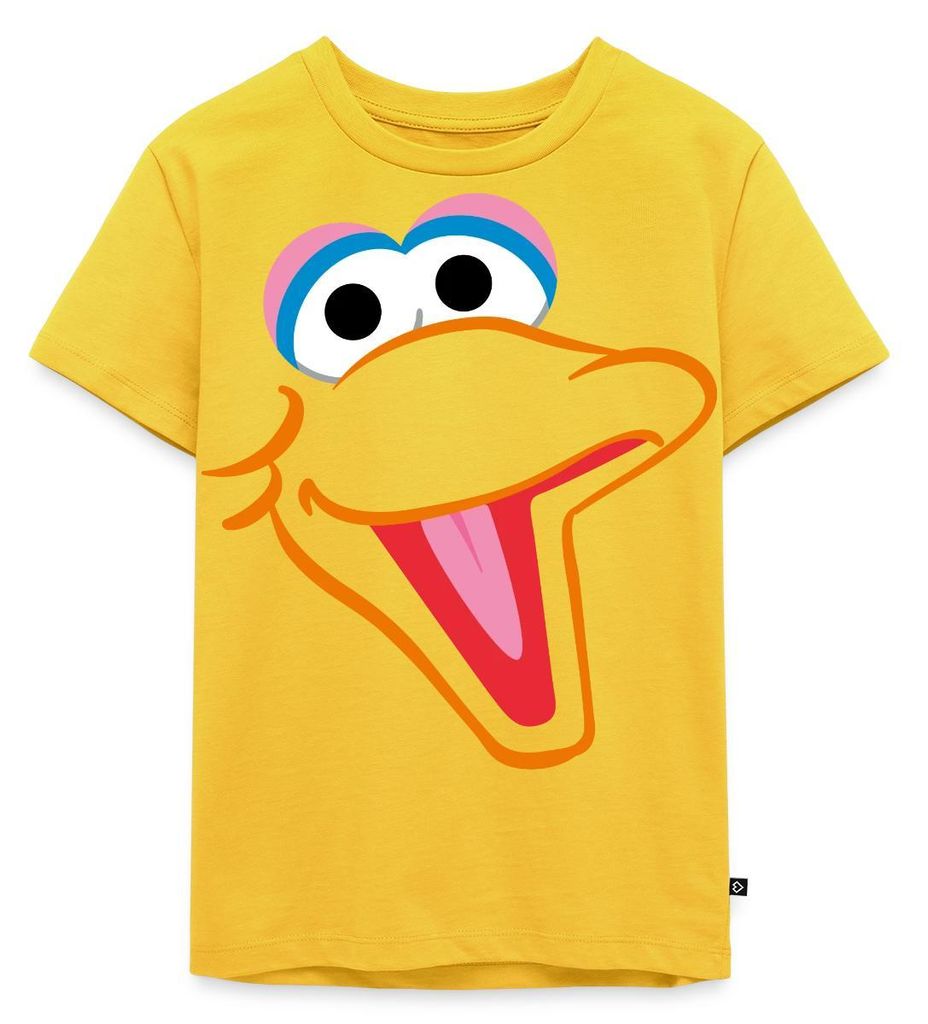 Spreadshirt Sesamstraße Bibo Gesicht Karneval Kinder Premium T-Shirt, 110/116 (4 Jahre), Sonnengelb