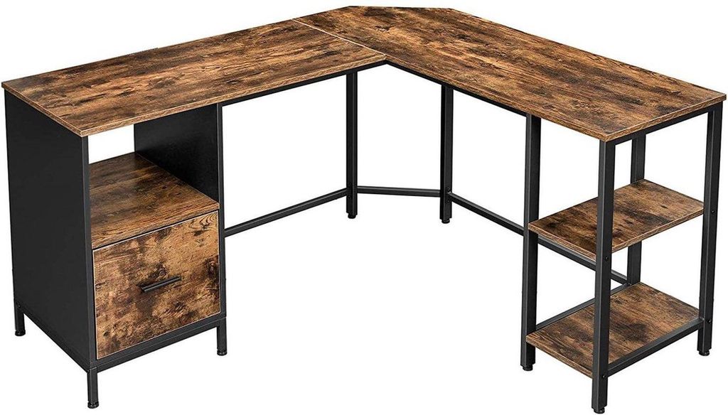 Braunes Holzschreibtisch mit Schubladen Industriestyle