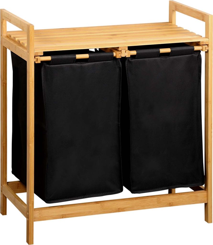 KESPER – Panier à linge en bambou – 2 compartiments Image du produit 
