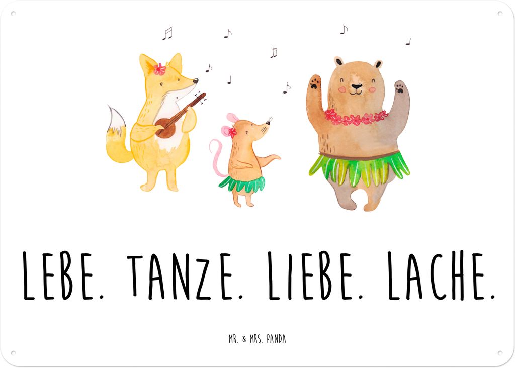 Mr. & Mrs. Panda tafel Waldtiere Aloha DIN A4 - Weiß - Geschenk, Schild, Leben, Metallbild, Musik, Hase, Wandbild, Türschild, Lustige Sprüche, R...