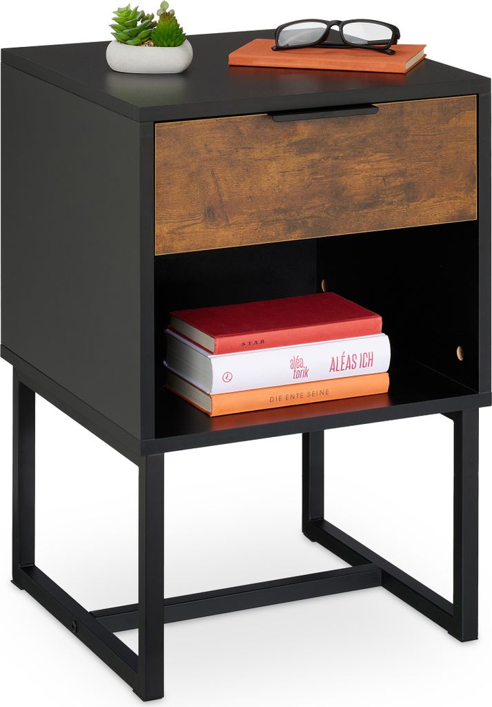 Comodino Relaxdays con cassetto, L x P x A: 60,5 x 40 x Immagine del prodotto 