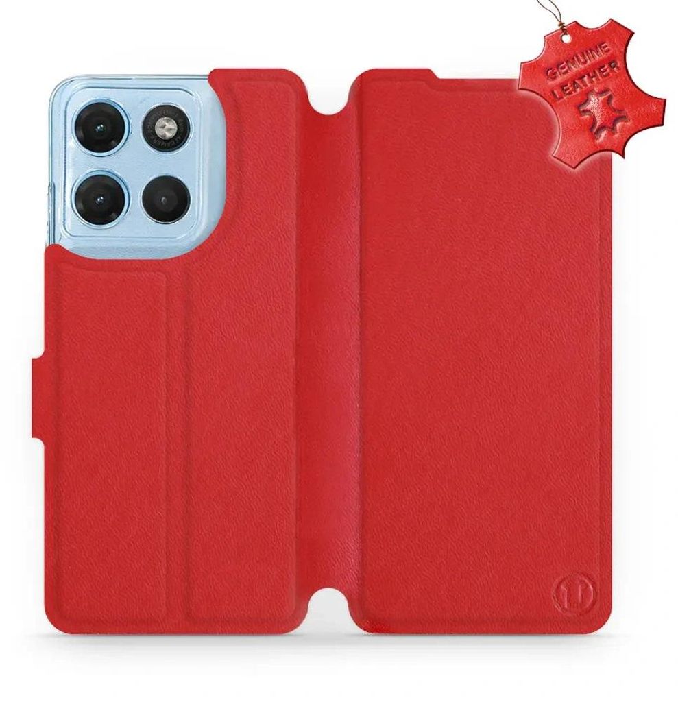 Echtleder Handyhülle für Motorola Moto G17 Power, Mobiwear Leather, Rot