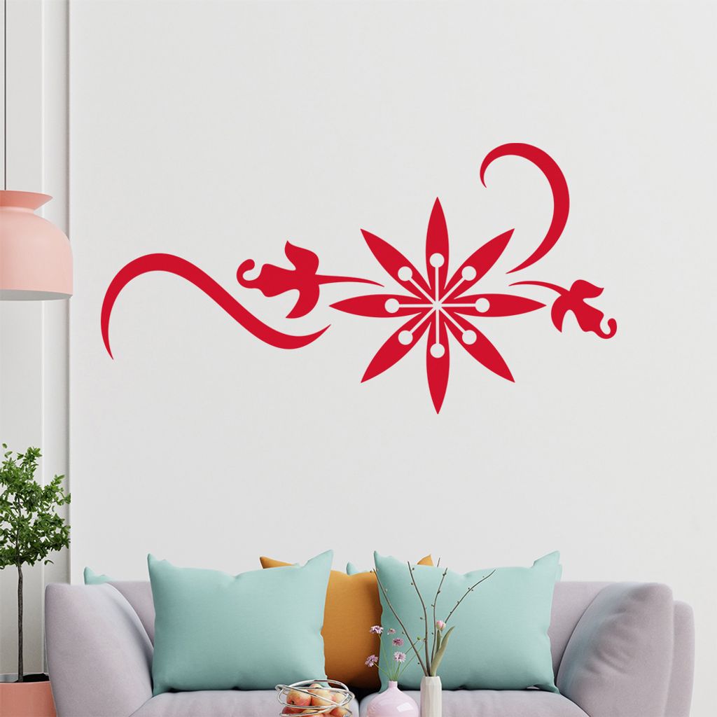 Blume - Linien Wandtattoo in 6 Größen - Wandaufkleber Wall Sticker - Dekoration, Küche, Wohnzimmer, Schlafzimmer, Badezimmer